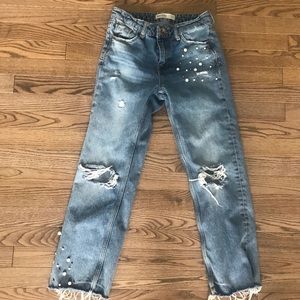 Zara ripped boyfriend jeans
